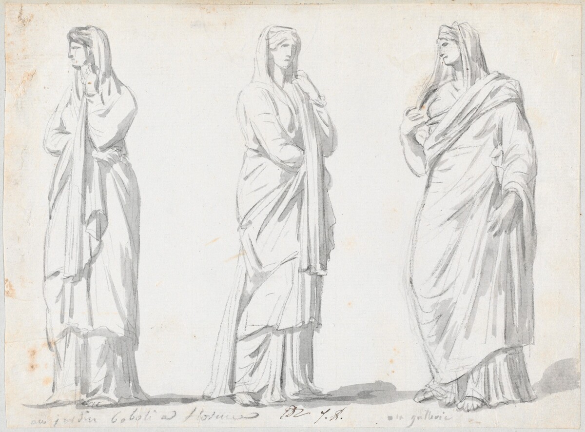 Three Draped Women from the Boboli Gardens and the Uffizi by Jacques-Louis David