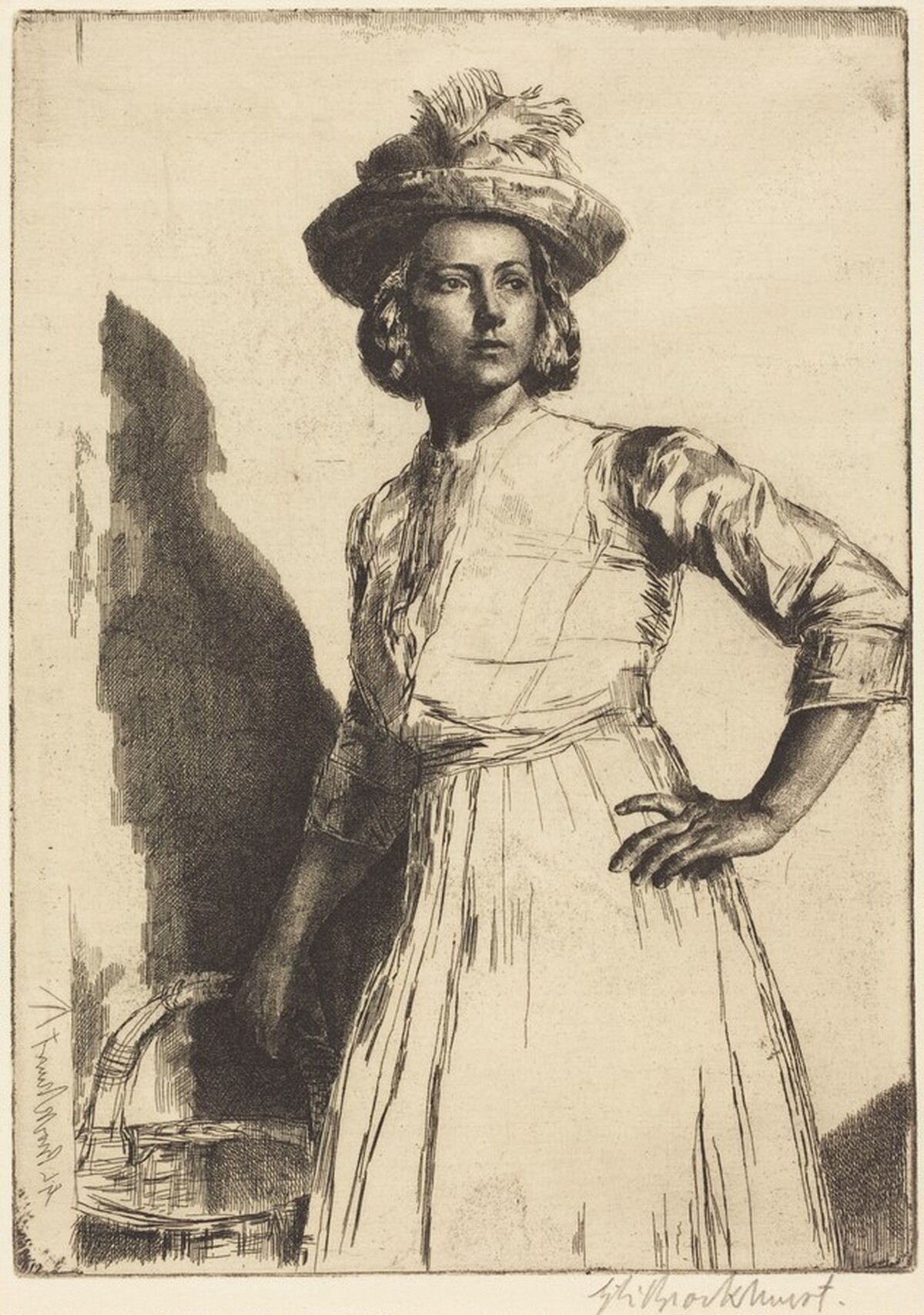 Girl with a Basket by Gerald Leslie Brockhurst