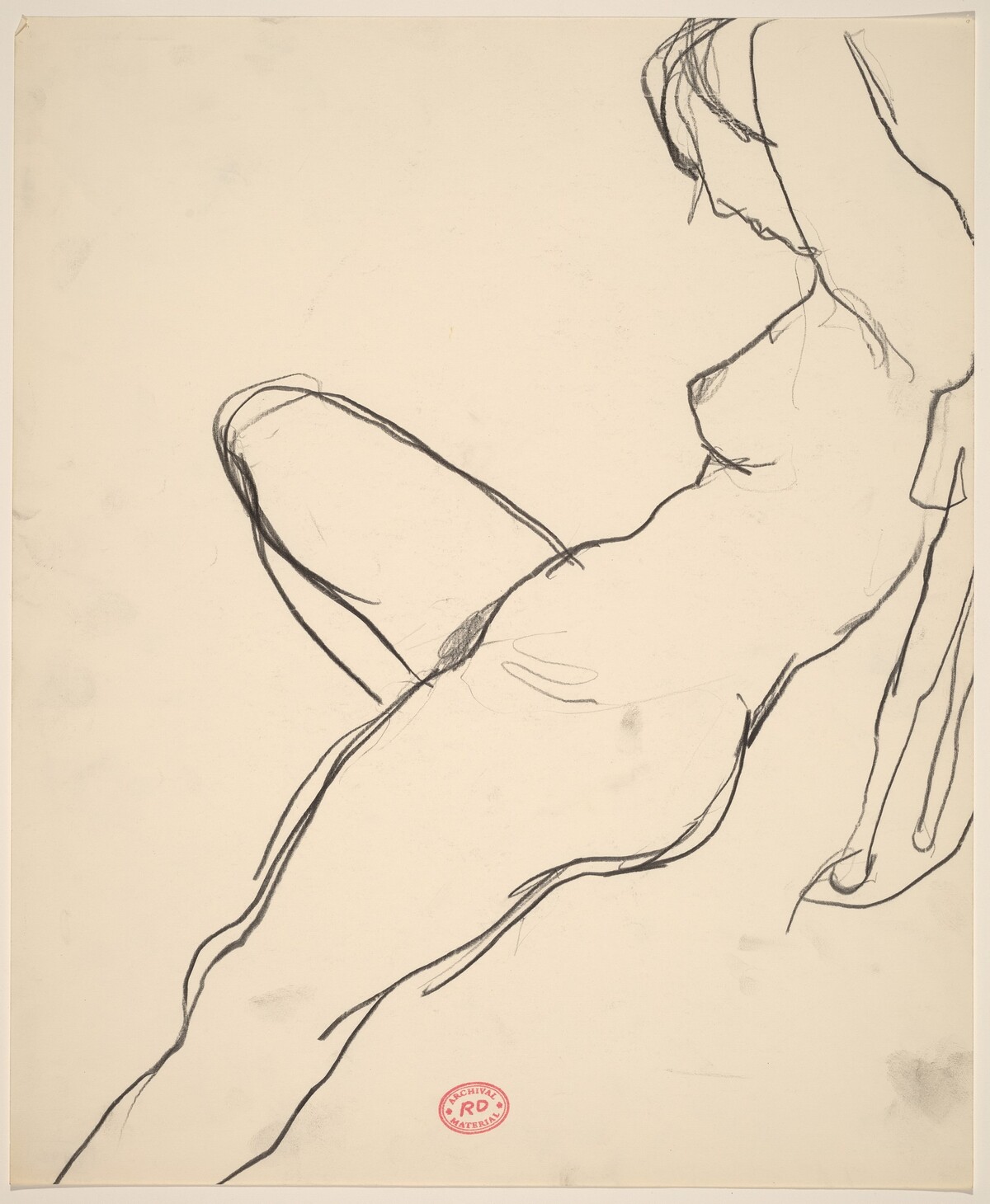 Untitled [side view of a female nude stretching back in a chair] [recto] by Richard Diebenkorn