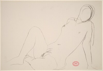 Untitled [seated nude leaning on arm]