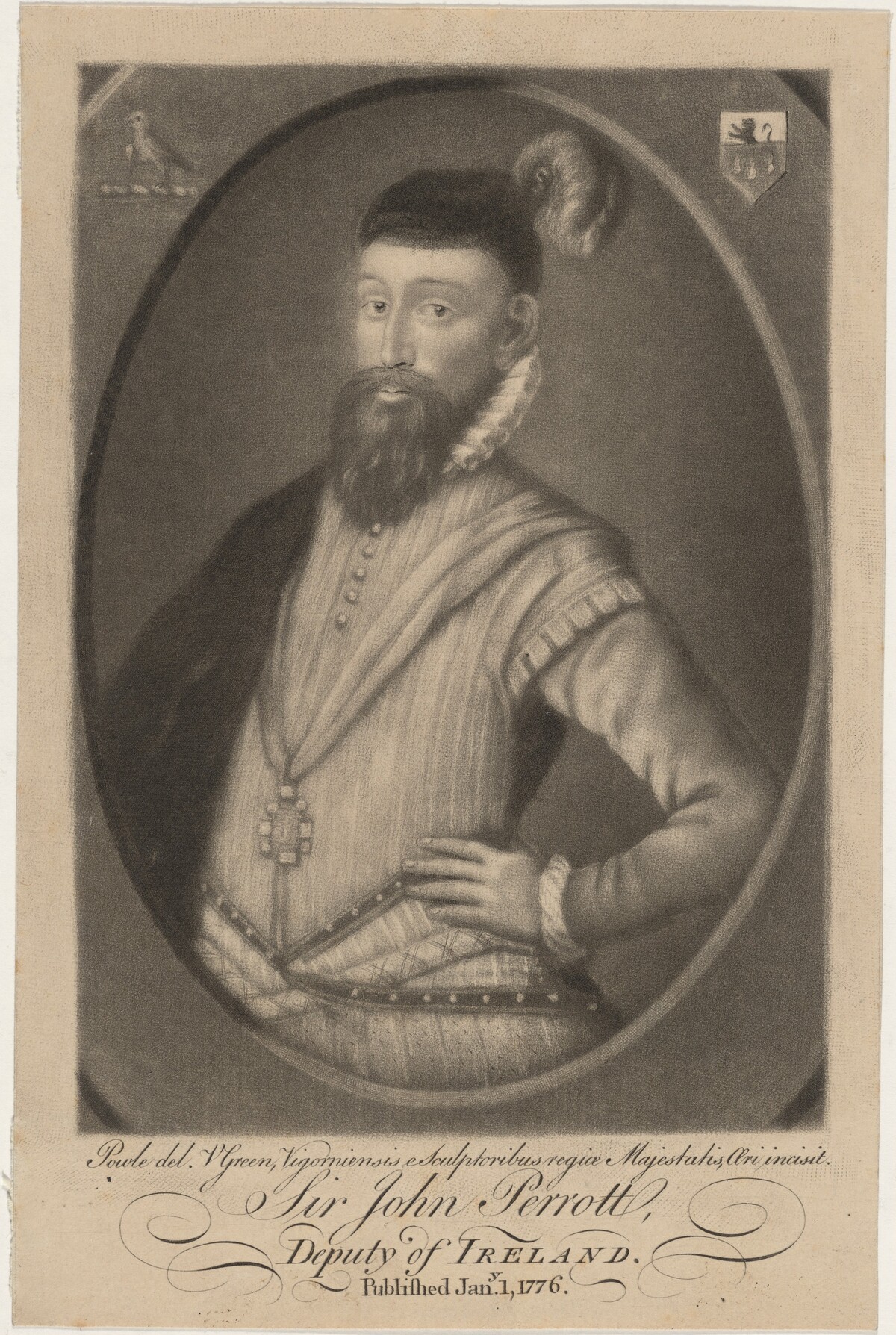 Sir John Perrot, Deputy of Ireland by Valentine Green after George Powle