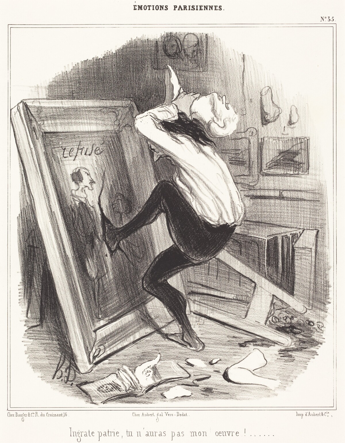 Ingrate patrie, tu n'auras pas mon oeuvre!... by Honoré Daumier