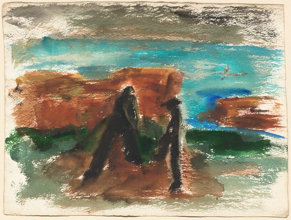 Two Figures Near the Waterfront [recto] by Mark Rothko
