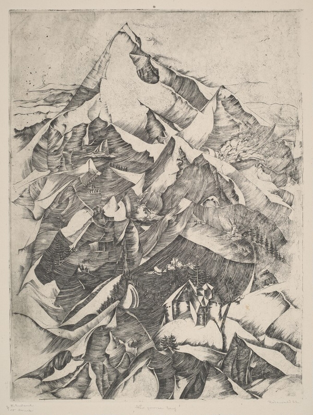Landschaft mit Häusern by Otto Rodewald