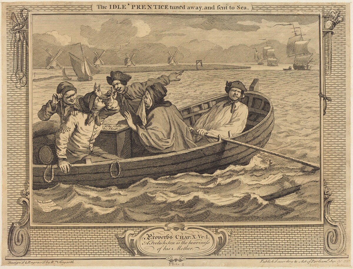 The Idle 'Prentice turn'd away, and sent to Sea by William Hogarth