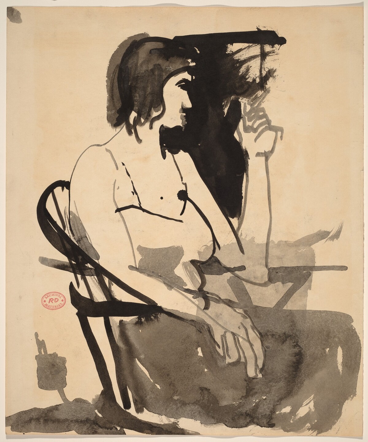 Untitled [woman with cigarette seated in a Windsor chair] by Richard Diebenkorn