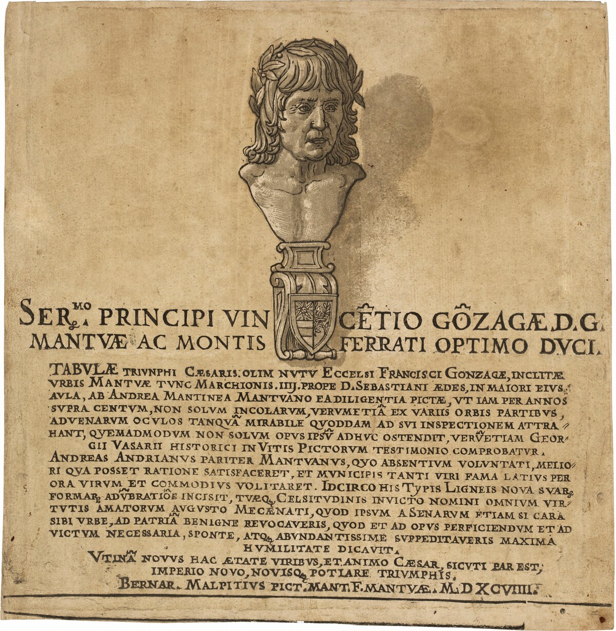 The Triumph of Julius Caesar: Title Page by Andrea Andreani after Andrea Mantegna