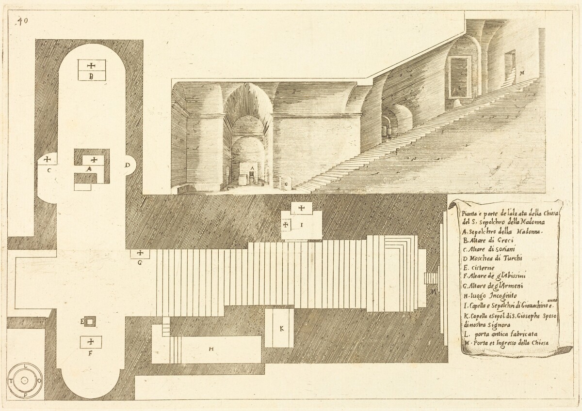 Plan and Part of the Elevation of the Church of the Holy Sepulchre of the Madonna by Jacques Callot
