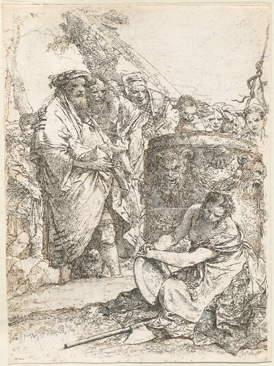 Magician and Other Figures before a Burning Altar with Skull and Bones