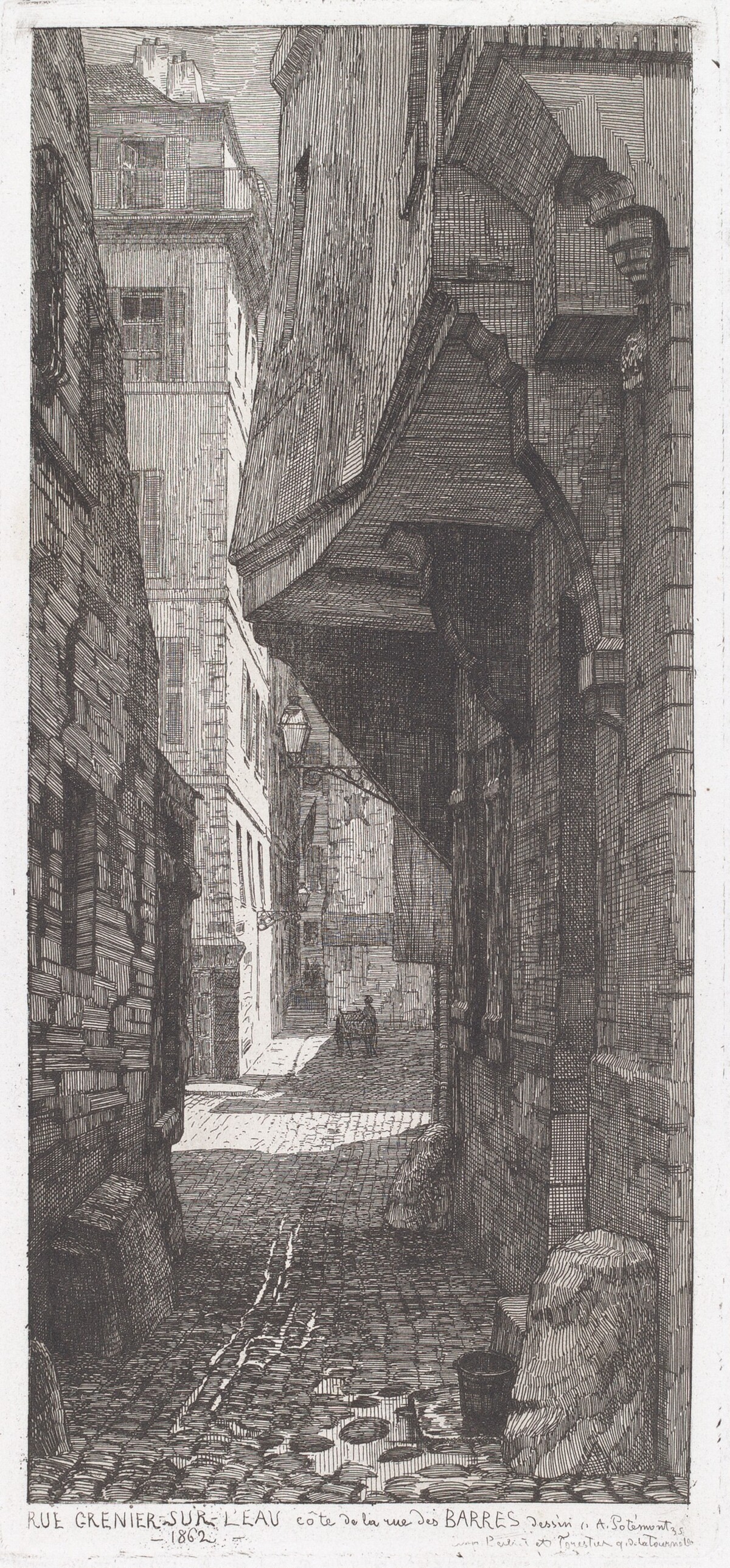 Rue Grenier sur l'eau, côté de la rue des Barres by Adolphe Théodore Jules Martial Potémont