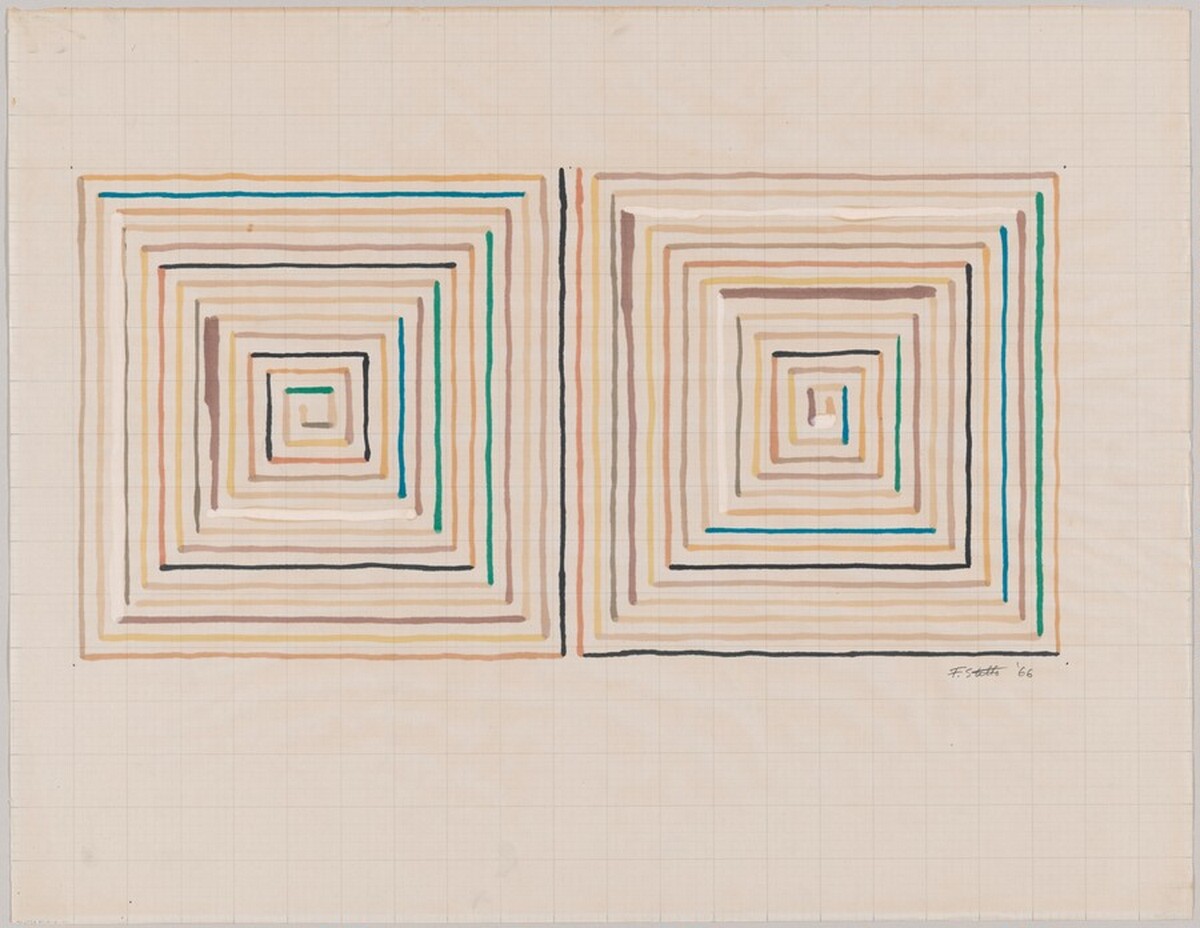 Grey Scramble, Double Concentric Squares by Frank Stella