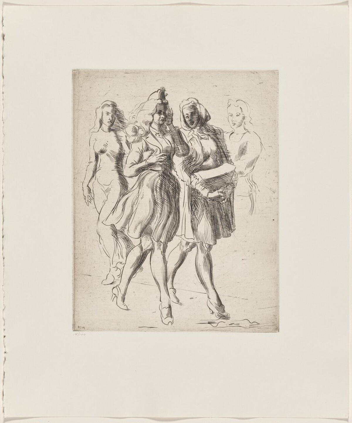 Two Girls Walking to Right by Reginald Marsh