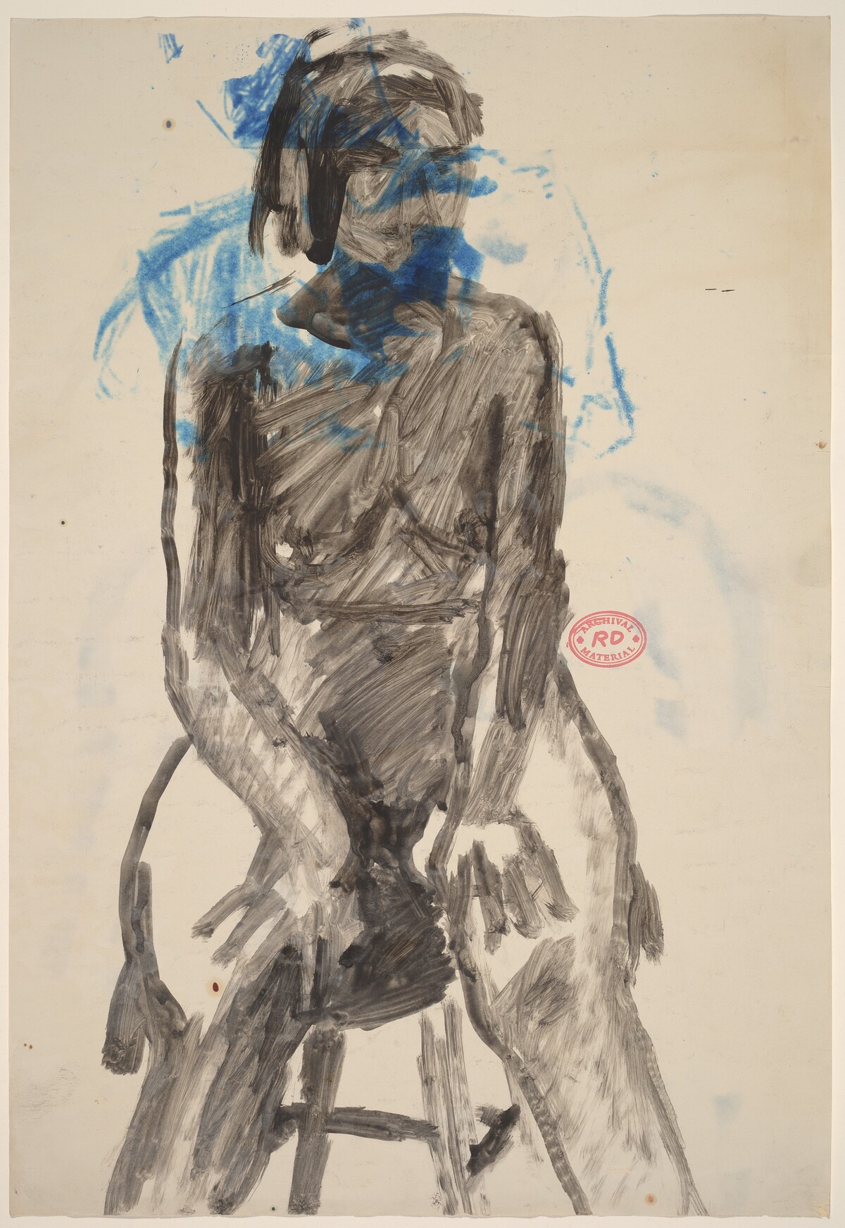 Untitled [female nude seated on stool with hands on knees] by Richard Diebenkorn