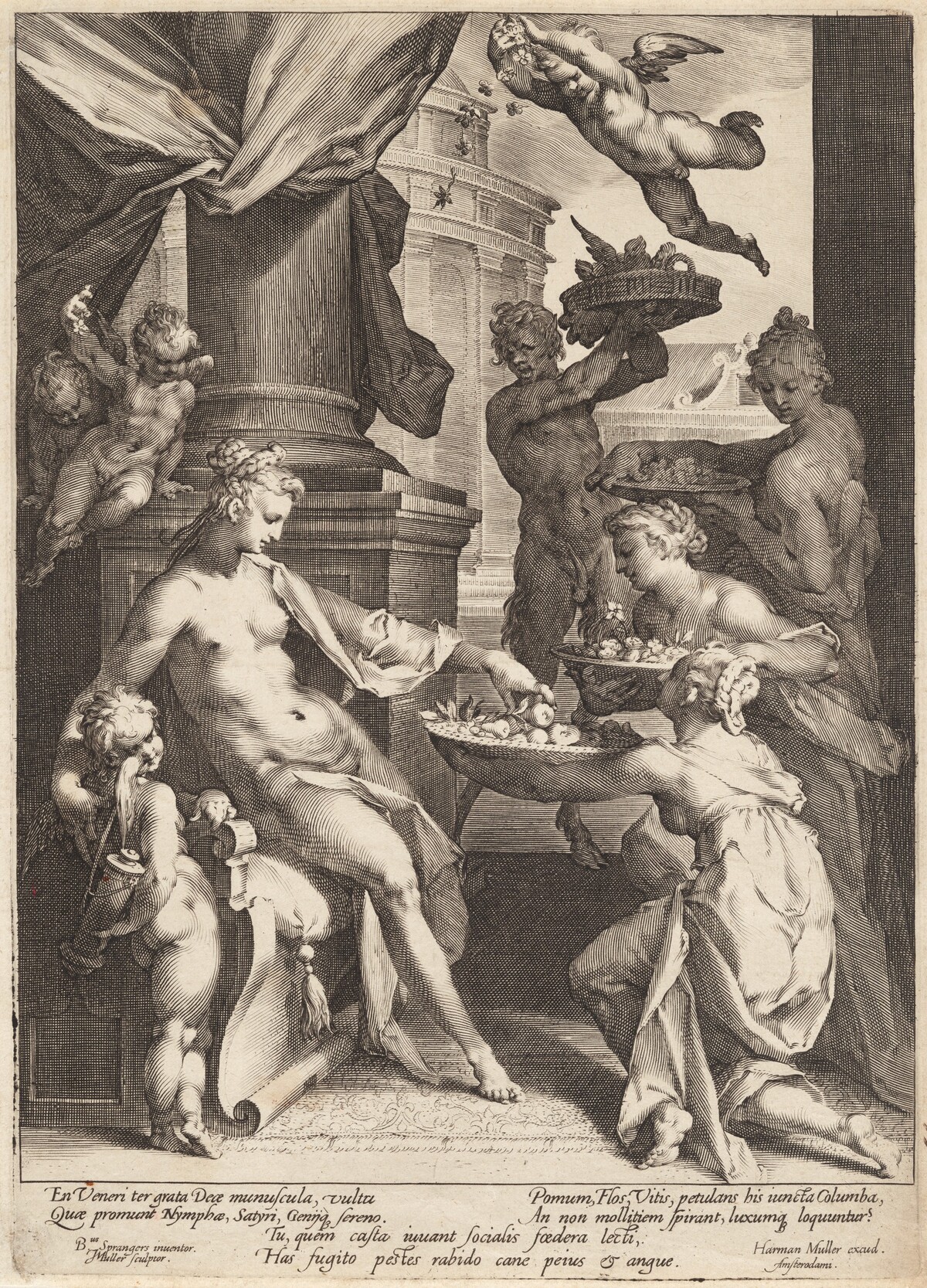 Venus Honored by the Nymphs by Jan Muller, after Bartholomaeus Spranger