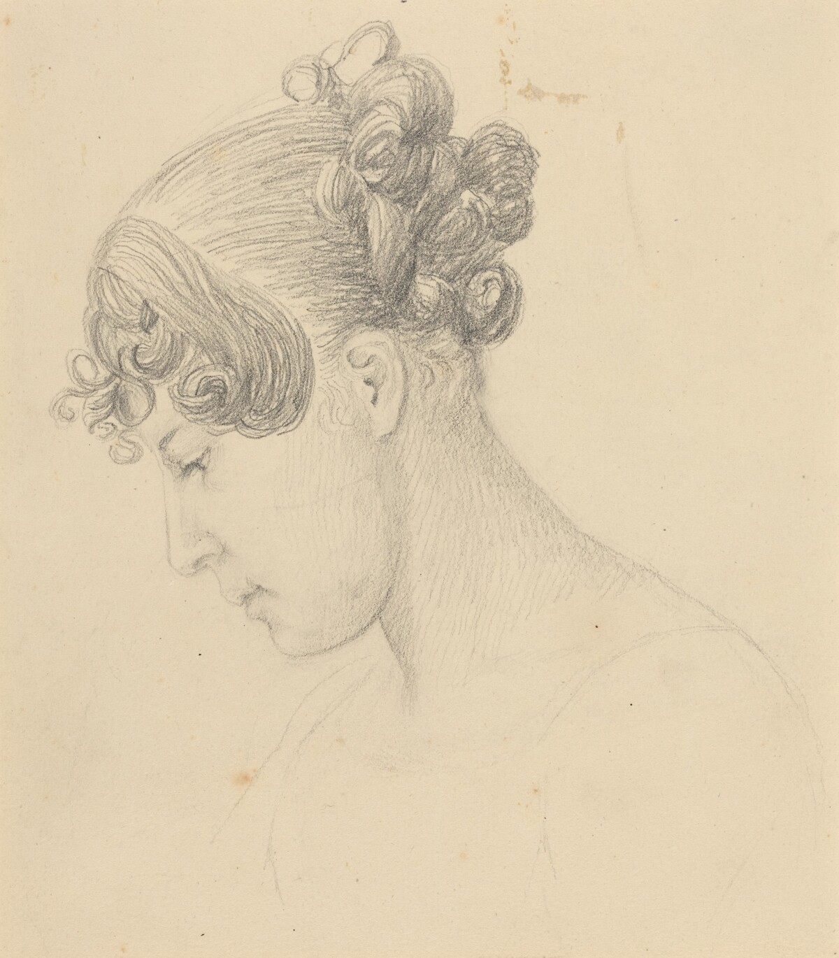 Head of a Woman Looking Down (Theresa Turner?) by John Flaxman