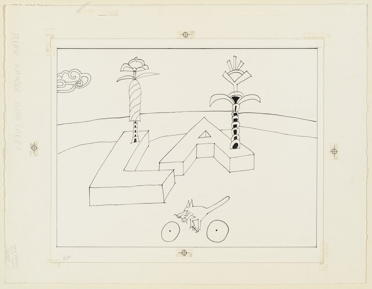 LA (drawing in ink plus one mylar) by Saul Steinberg