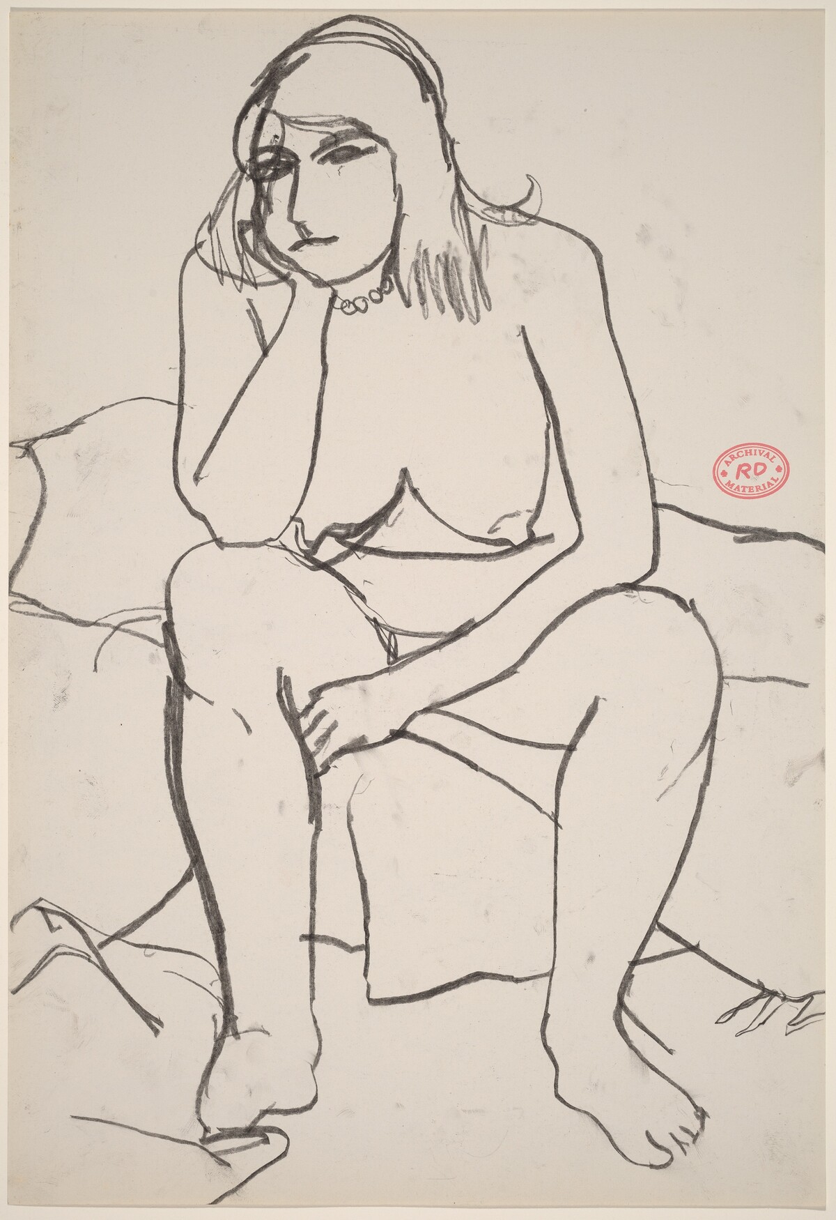 Untitled [seated nude resting her head on her right hand] by Richard Diebenkorn