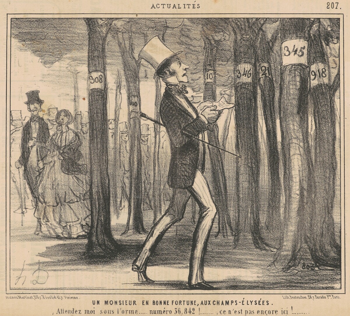 Un monsieur en bonne fortune aux Champs-Elysées by Honoré Daumier