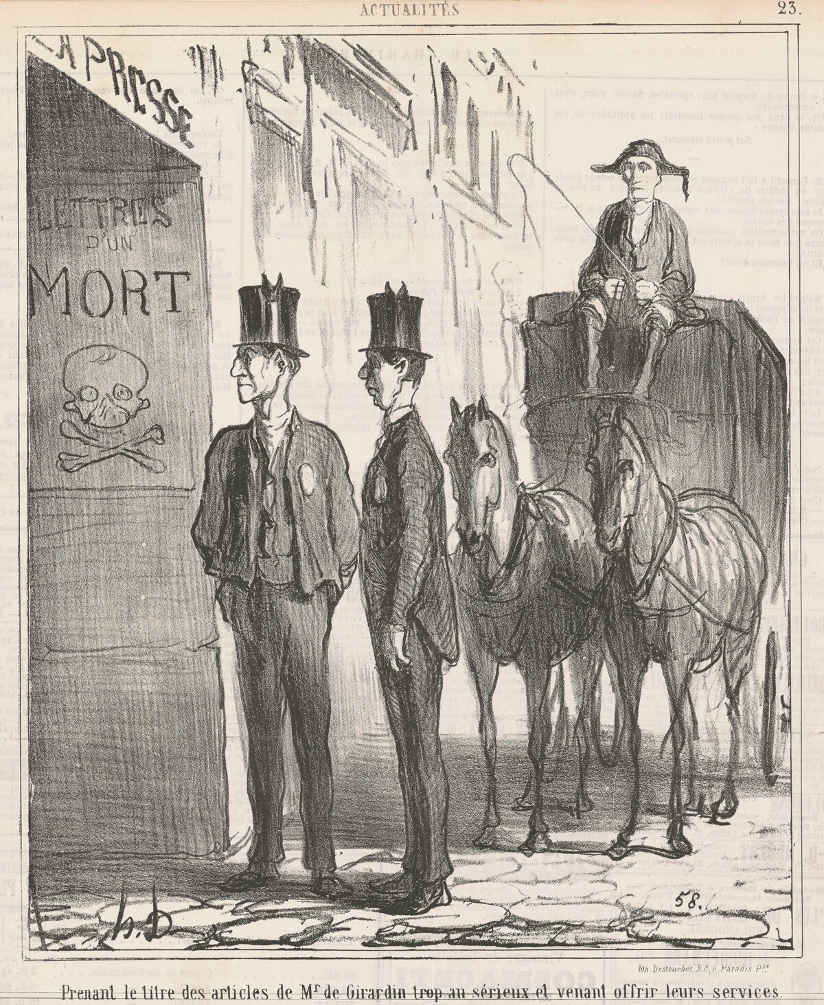 Prenant le titre ... de Mr de Girardin trop au sérieux ... by Honoré Daumier