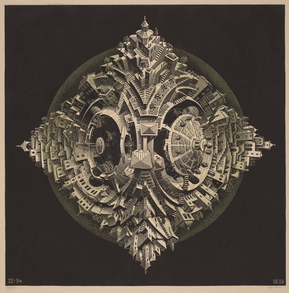 Tetrahedral Planetoid by M.C. Escher