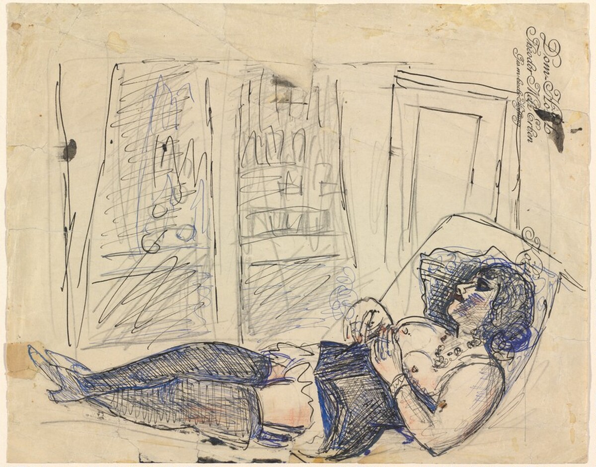 Reclining Woman in Lingerie by Max Beckmann