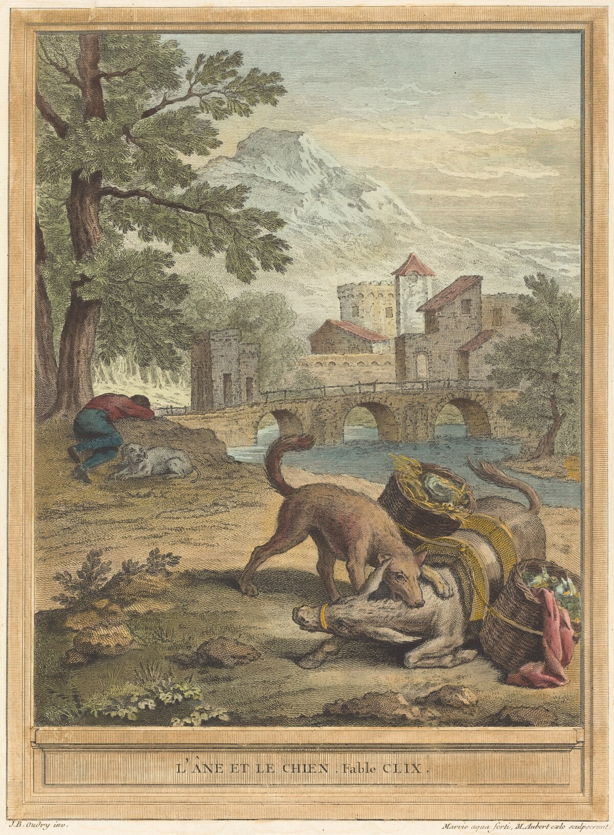 L'ane et le chien (The Donkey and the Dog) by Michel Aubert after Jean-Baptiste Oudry