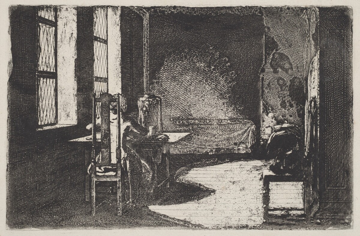 The Artist in His Mother's Room, Danzig by Daniel Nikolaus Chodowiecki