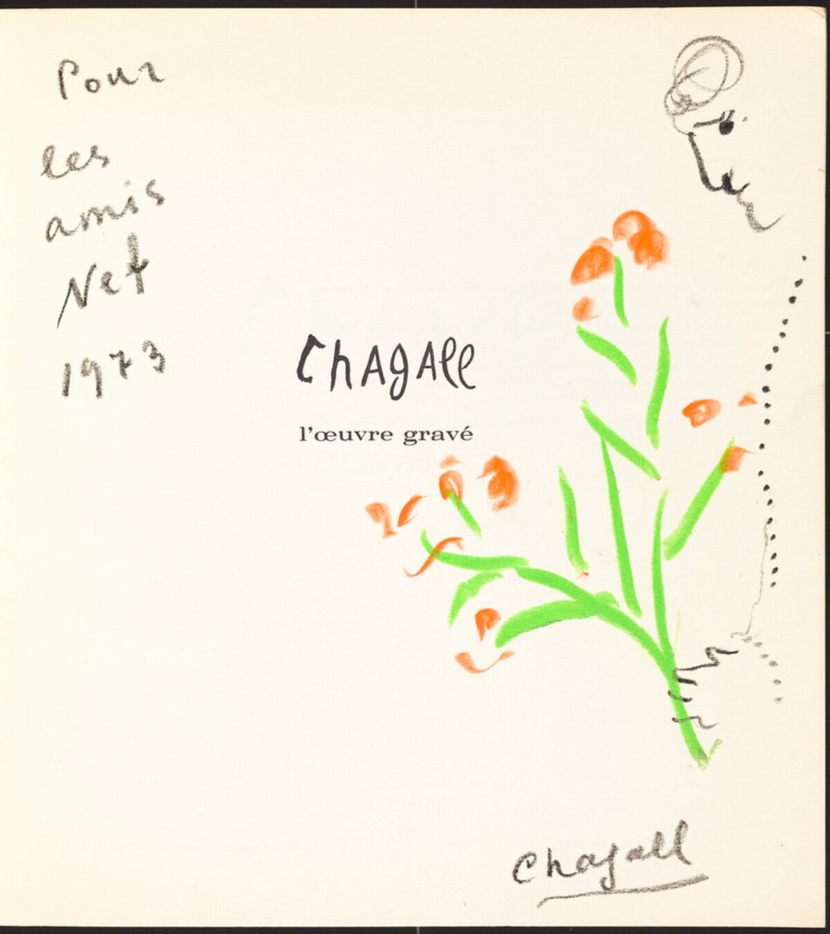 The Artist Presenting a Bouquet of Flowers by Marc Chagall
