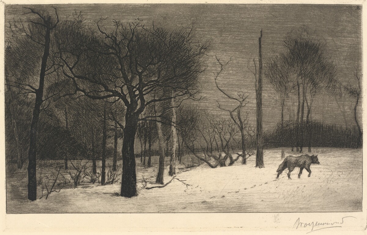 Hiver (Le Loup dans la neige) by Félix Bracquemond