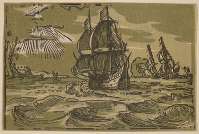 Two Three-Master Ships off a Coastline