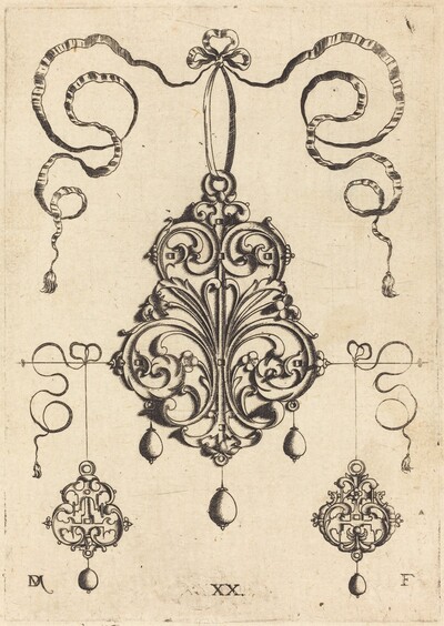 One Large and Two Smaller Strapwork Pendants