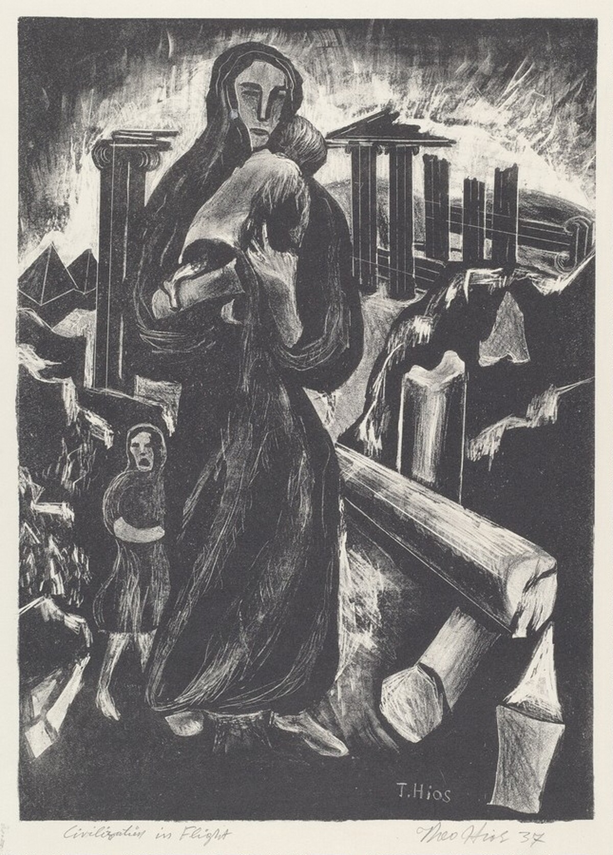 Civilization in Flight, Guernica, 1937 by Theo Hios