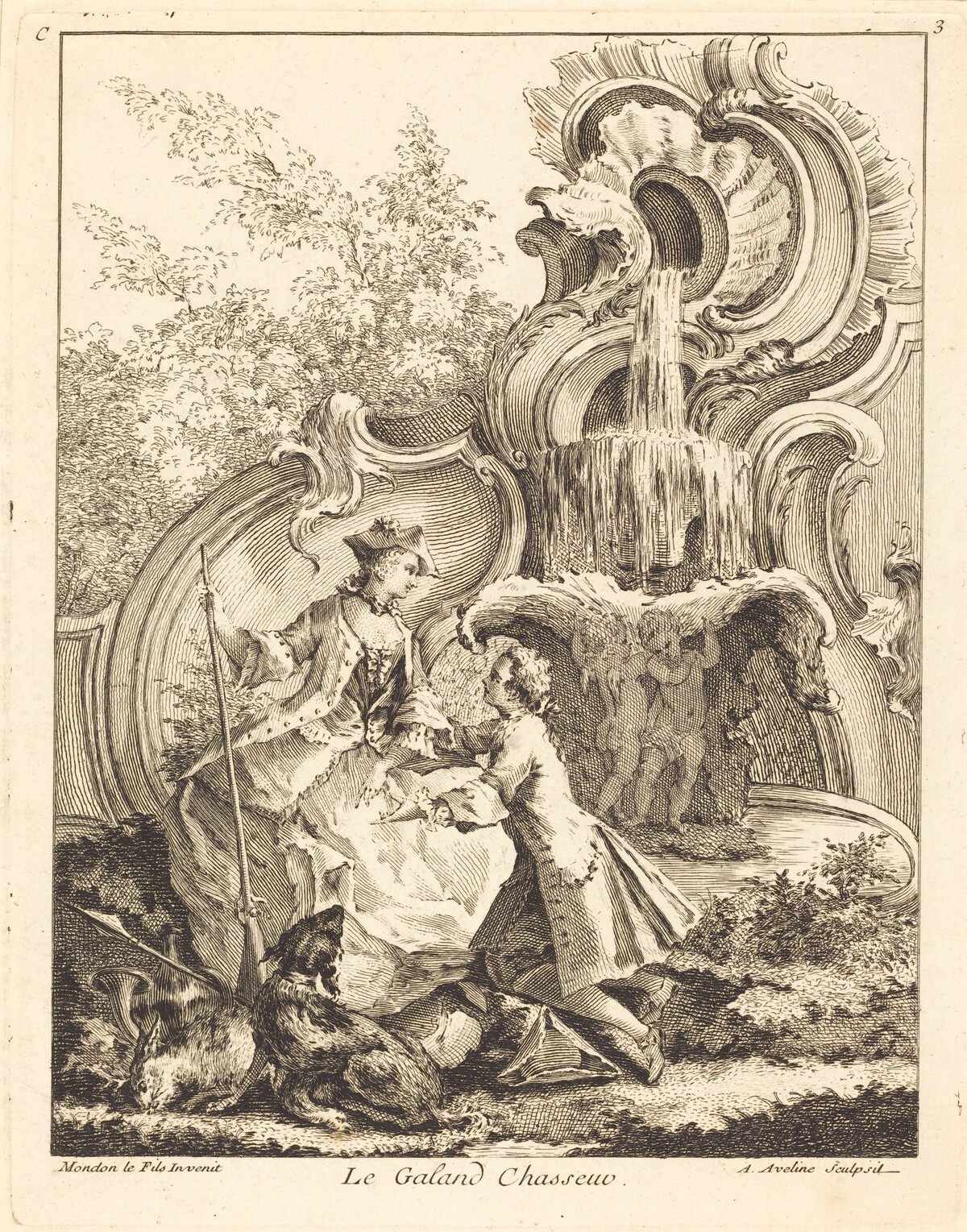 Le Galand Chasseur by Antoine Aveline after Jean Mondon