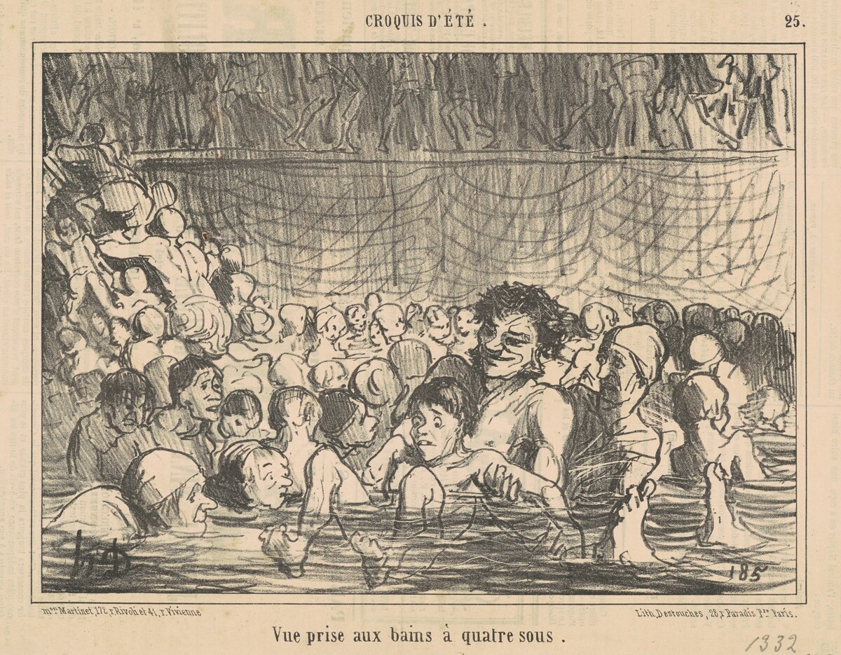 Vue prise aux bains a quatre sous by Honoré Daumier