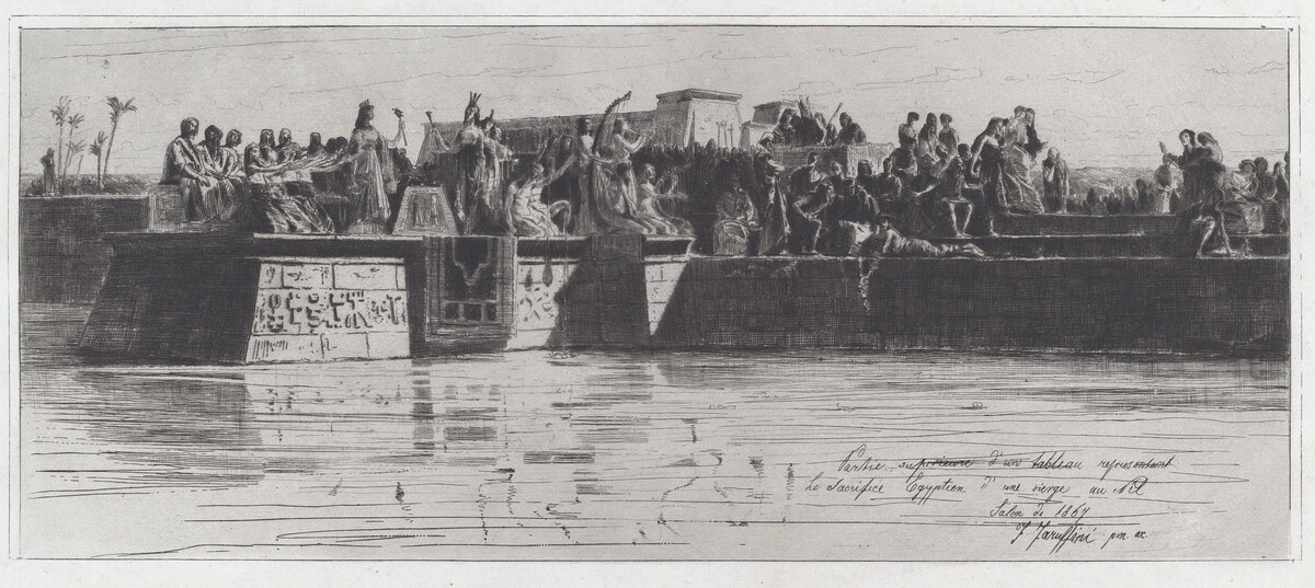 Partie supérieure d’un tableau représentant le sacrifice Egyptien d’une vierge au Nil [The Upper Part of a Painting Representing the Egyptian Sacrifice of a Virgin to the Nile] by Federico Faruffini