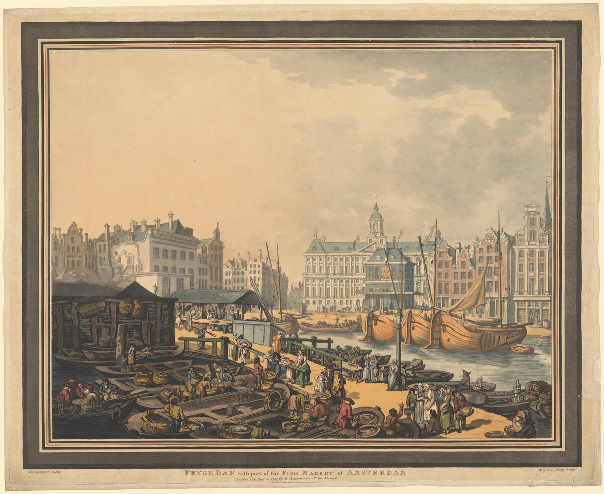 Feyge Dam, with part of the Fish Market at Amsterdam by Thomas Rowlandson