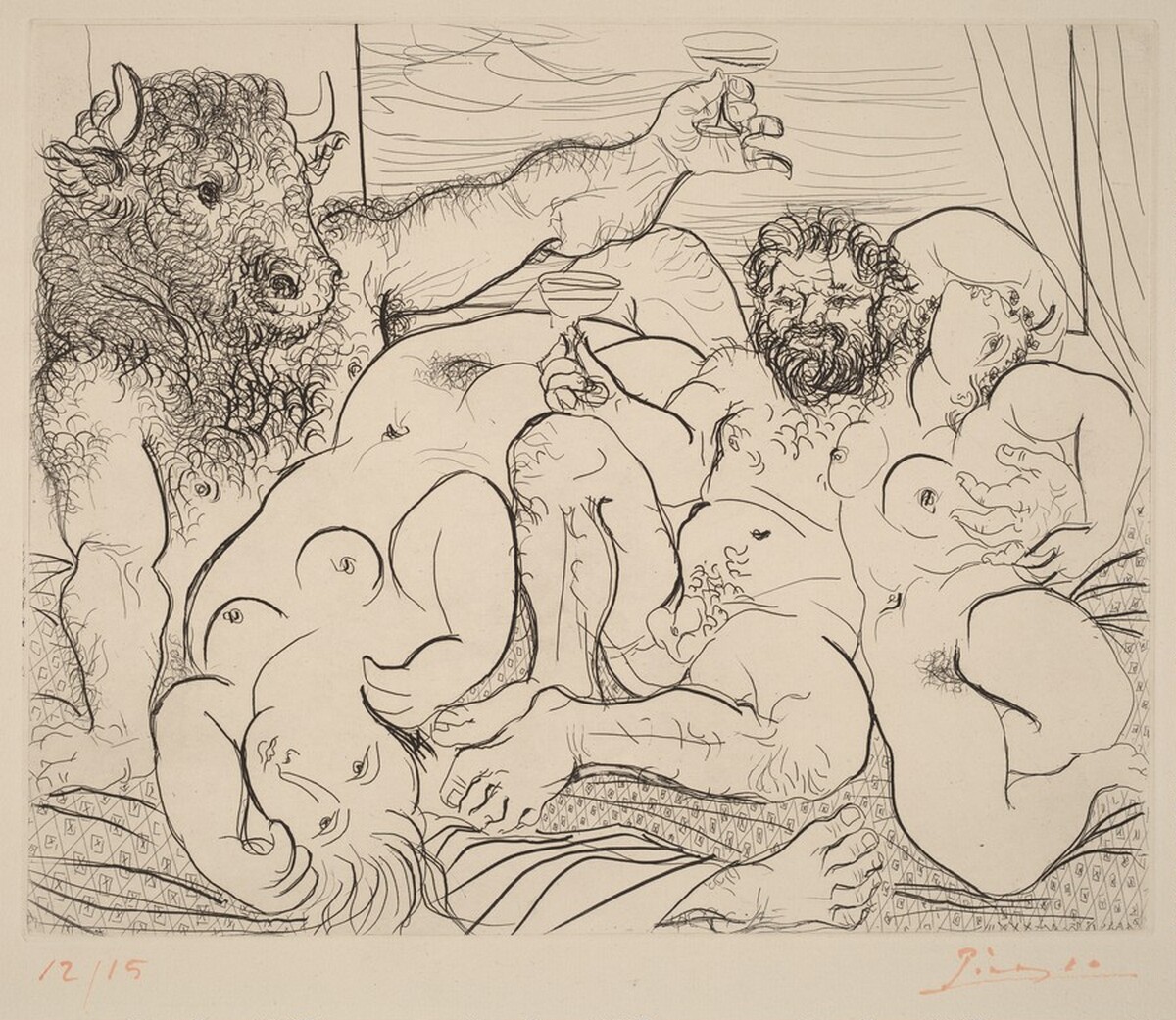 Bacchanal Scene with Minotaur  (Scene bachique au minotaure) by Pablo Picasso