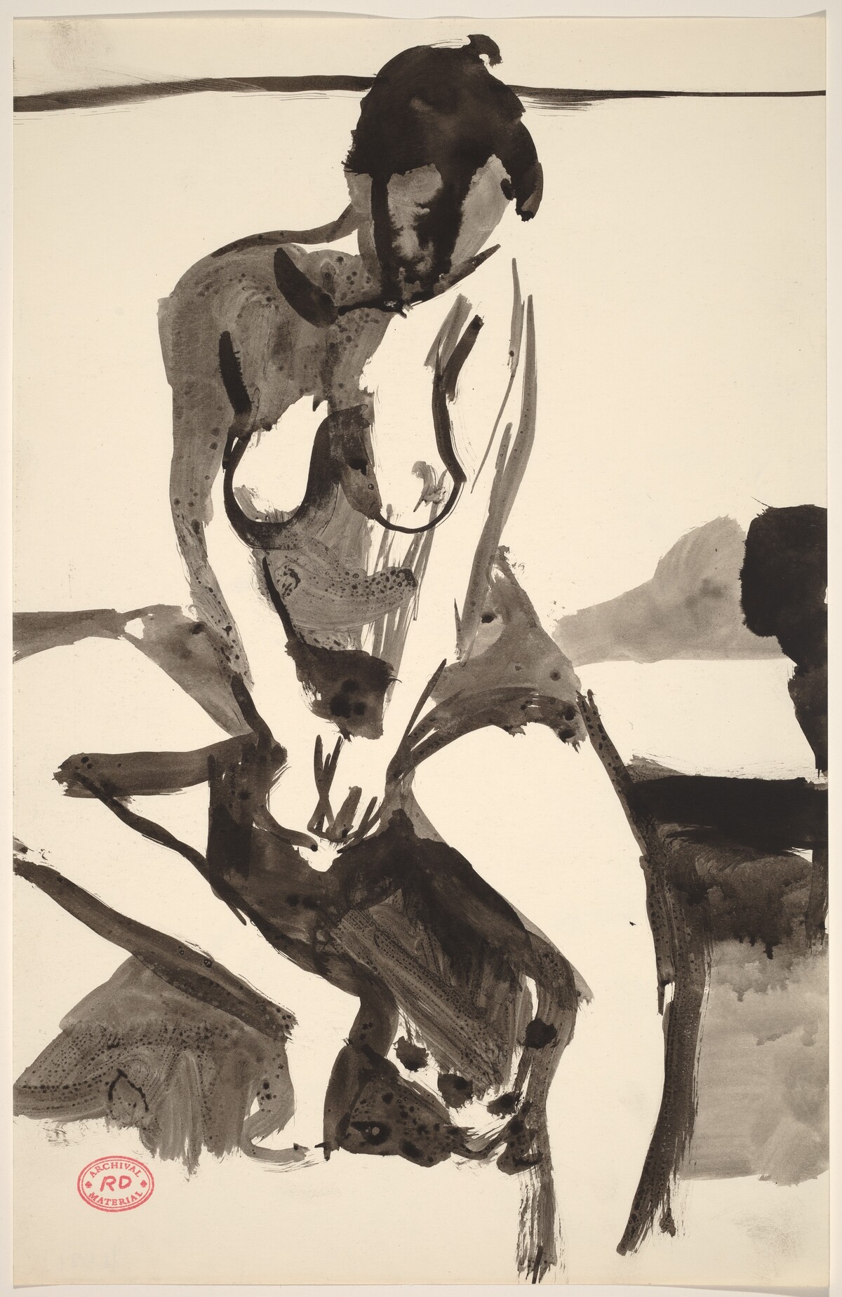 Untitled [seated female nude looking down] by Richard Diebenkorn