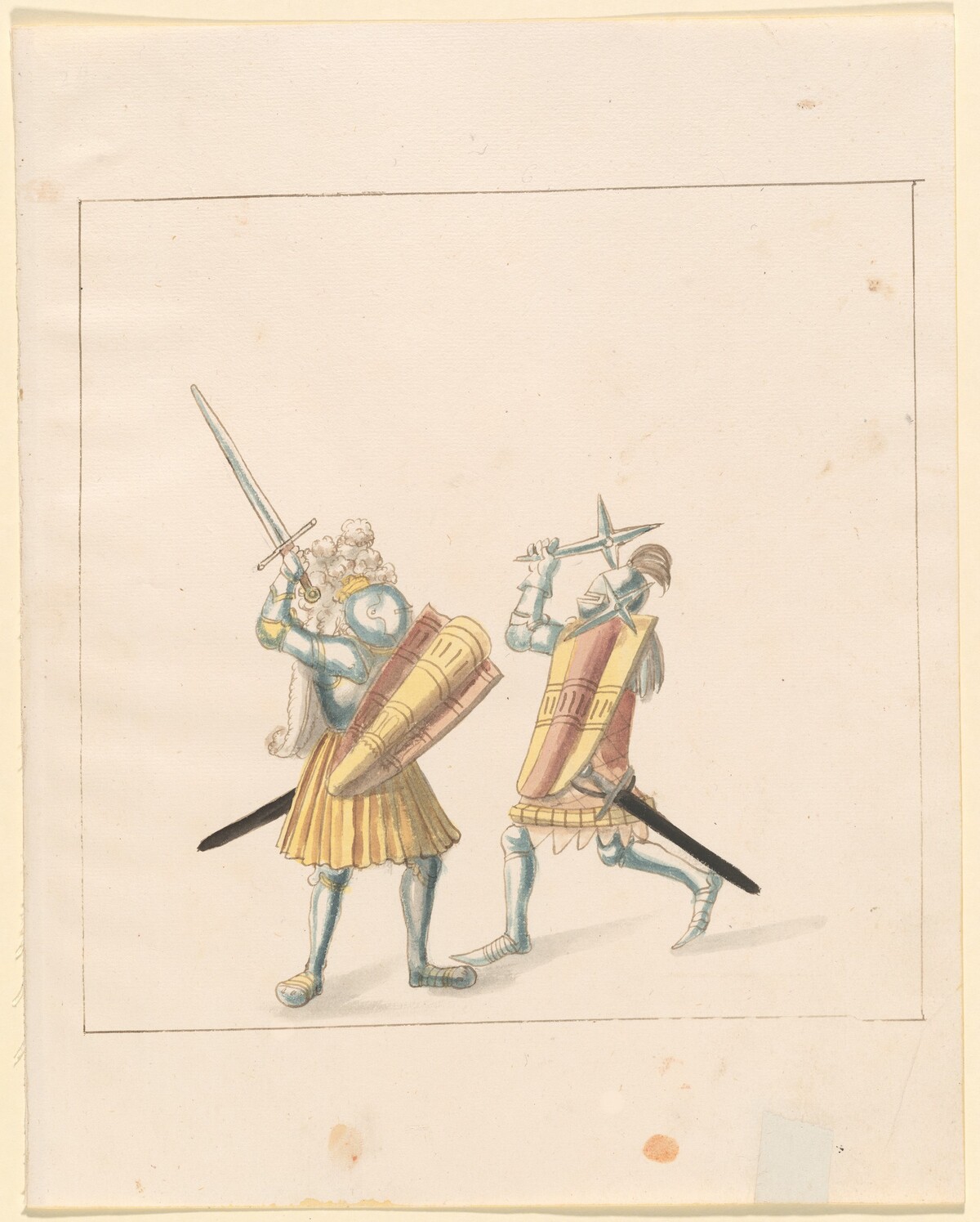 Foot Combat with Swords, Throwing Stars, and Shields (Tartschen) by German 16th Century