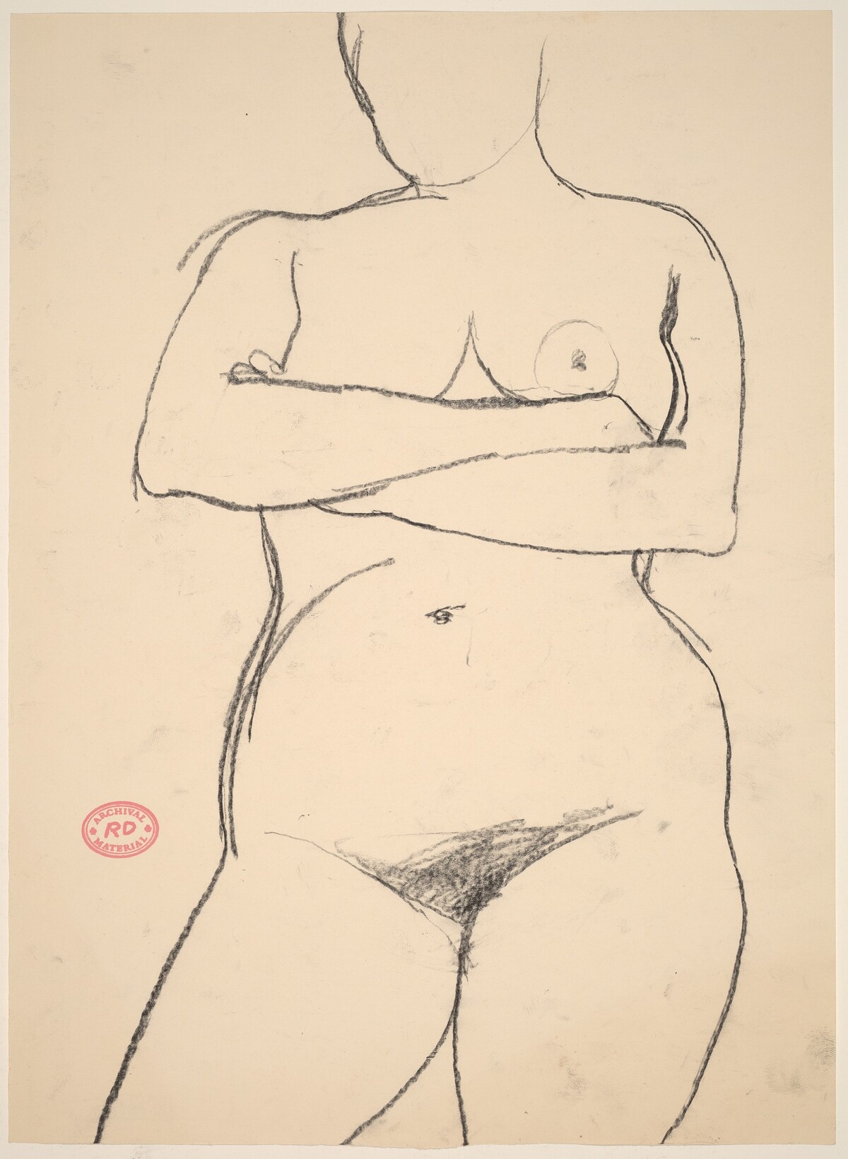 Untitled [standing nude with her arms crossed] by Richard Diebenkorn