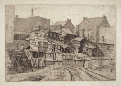 Untitled (Wooden House in City)