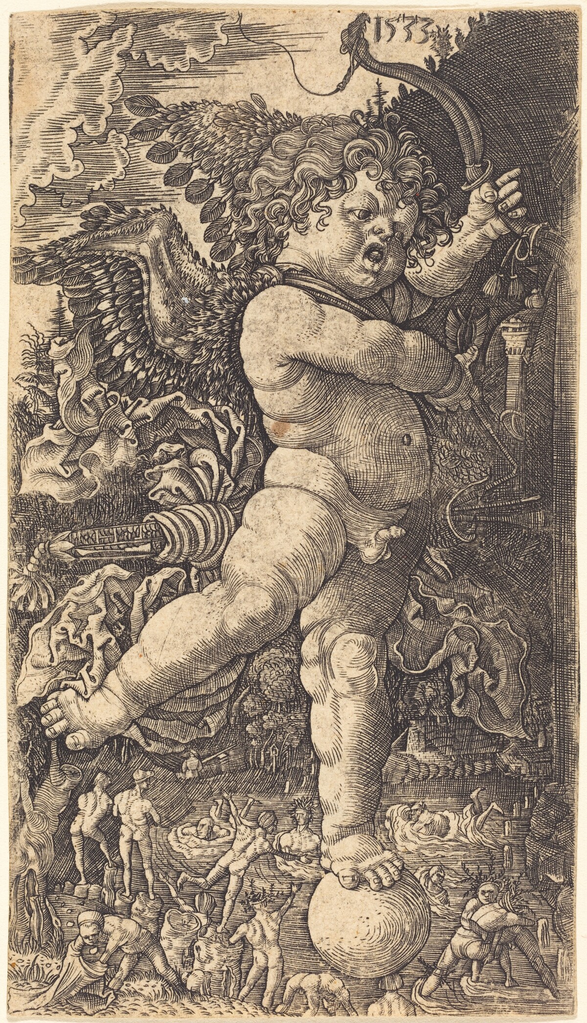 Cupid Balancing on a Globe by Master H.L.