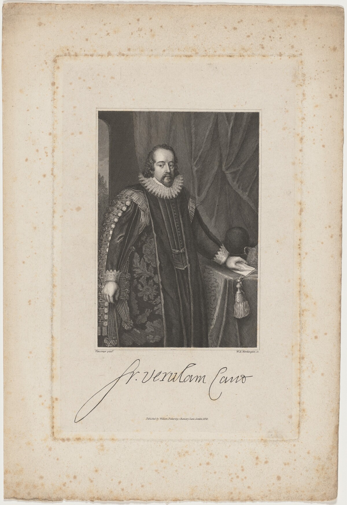 Bacon by William Henry Worthington after Paulus van Somer I