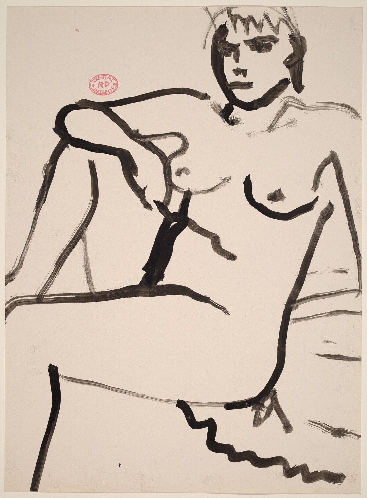 Untitled [seated female nude resting right arm on knee] by Richard Diebenkorn