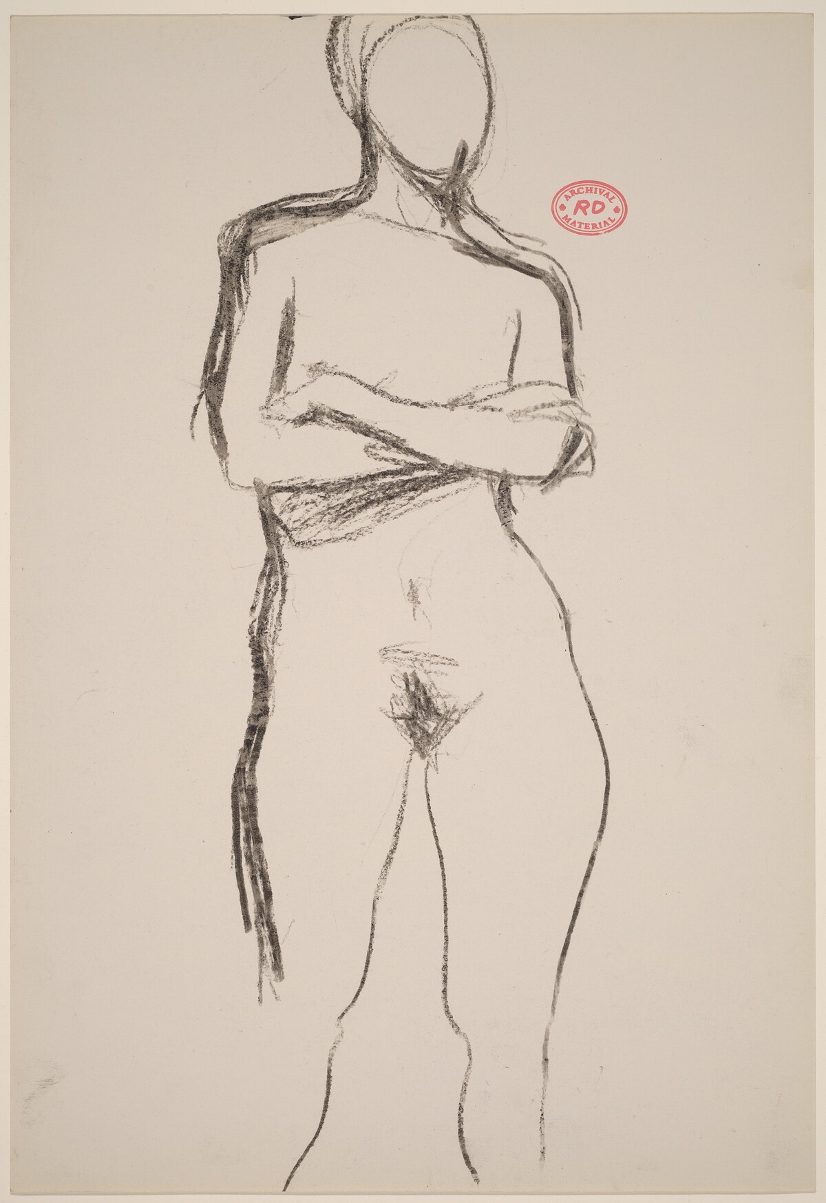 Untitled [standing female nude with arms crossed] by Richard Diebenkorn