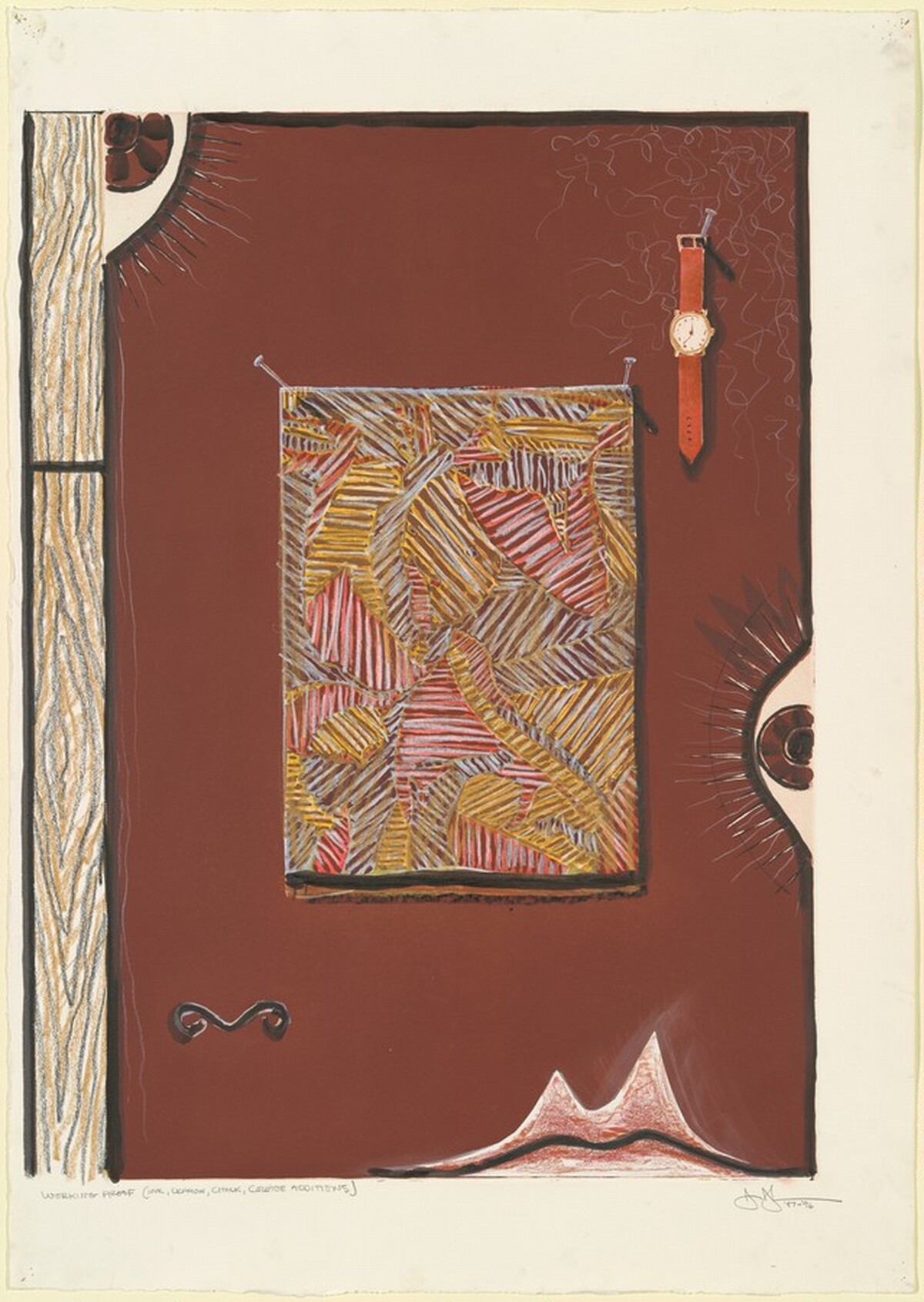Face with Watch [working proof] by Jasper Johns