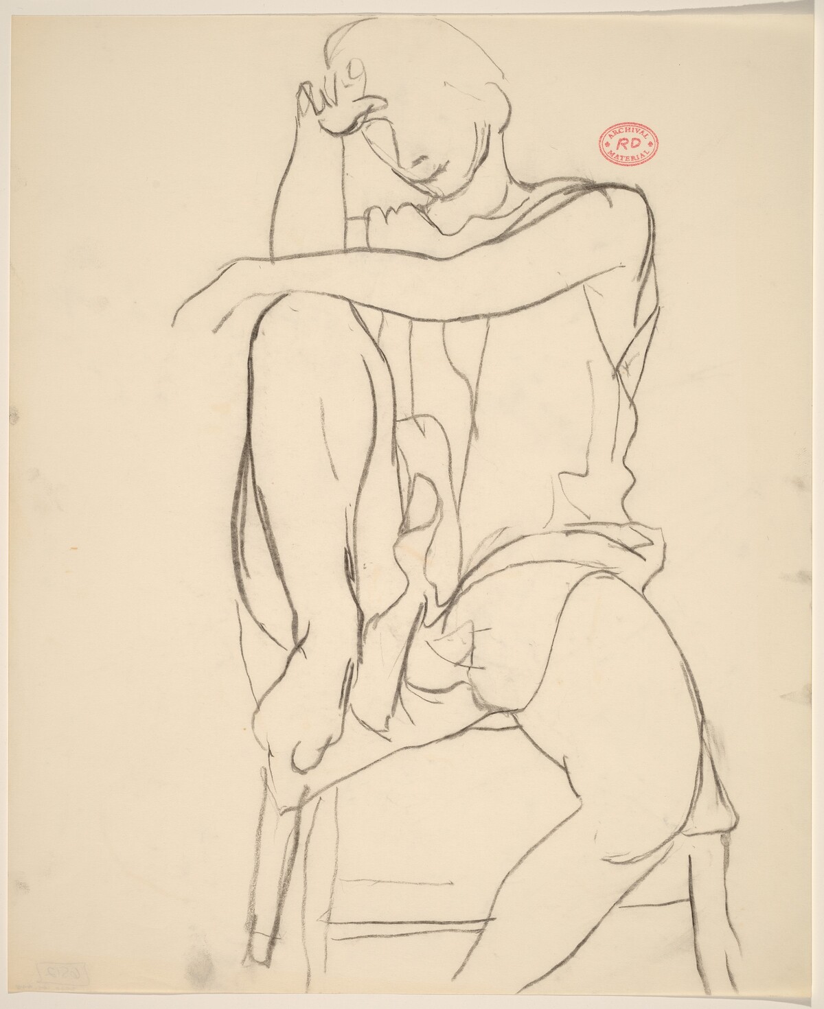 Untitled [draped model seated with right foot in chair seat] by Richard Diebenkorn