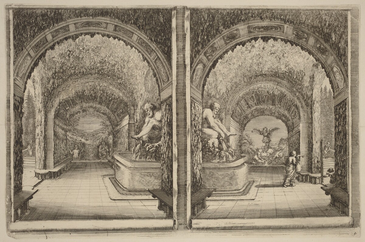 A Grotto Seen from Two Different View Points by Stefano Della Bella