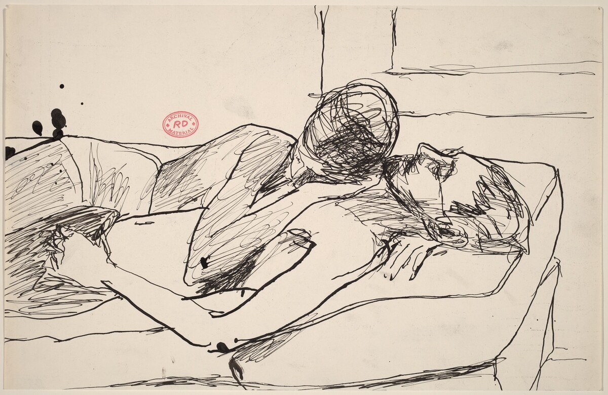 Untitled [man and woman embracing on a bed] by Richard Diebenkorn