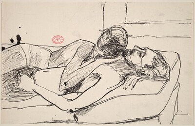 Untitled [man and woman embracing on a bed]